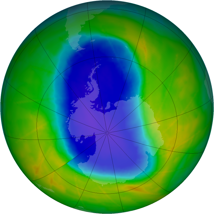 Antarctic ozone map for 11 November 2009